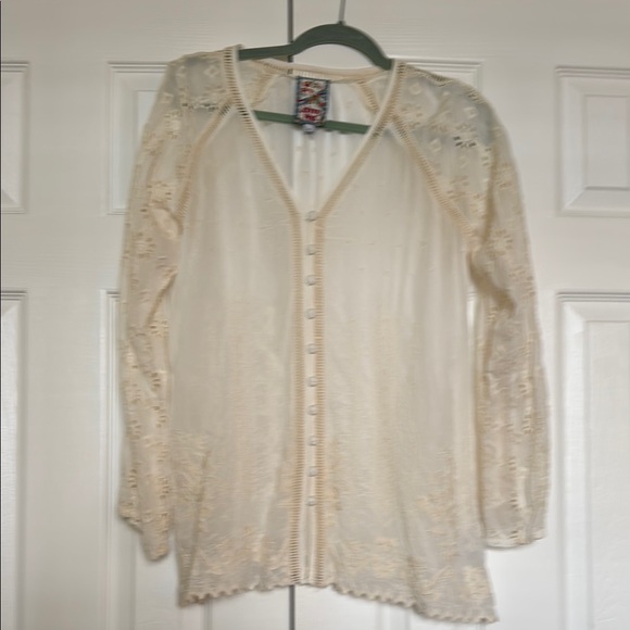 Johnny Was Tops - Johnny Was Laurel Amari Blouse - C10021-4 Cream Lace Blouse, Size S